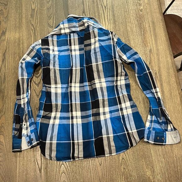 Hugo Boss Modern Fit Mens Button-Up Collare Plaid Shirt Cotton Multicolor Size L - Picture 7 of 7